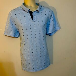 Nautica slim fit XXL 100% cotton blue white short sleeve polo shirt anchor print